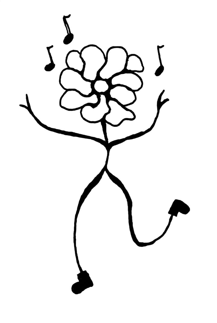 Creative flower with musical notes and dancing legs for festival theme.